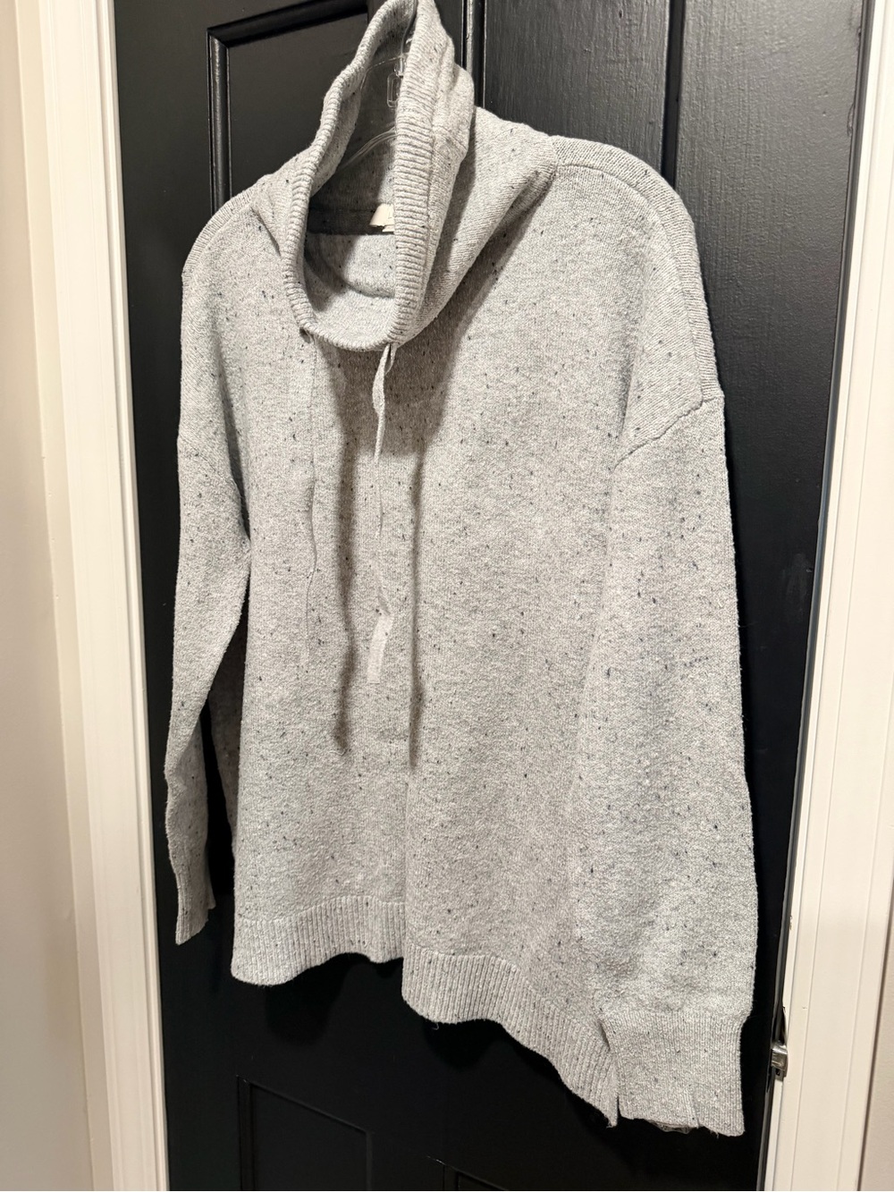 LOFT Light Gray Cowl Neck Sweater with Drawstring